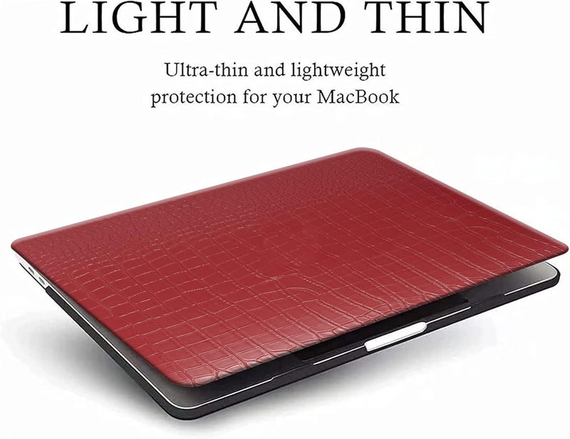 FUNUT for MacBook Air 13 Inch Case 2021 2020 2019 2018 Release M1 A2337 A2179 A1932 Touch ID, MacBook Air M1 Cover Crocodile Leather Laptop Hard Shell & Keyboard Cover for Mac Air 13 Inch, Red - Image 3